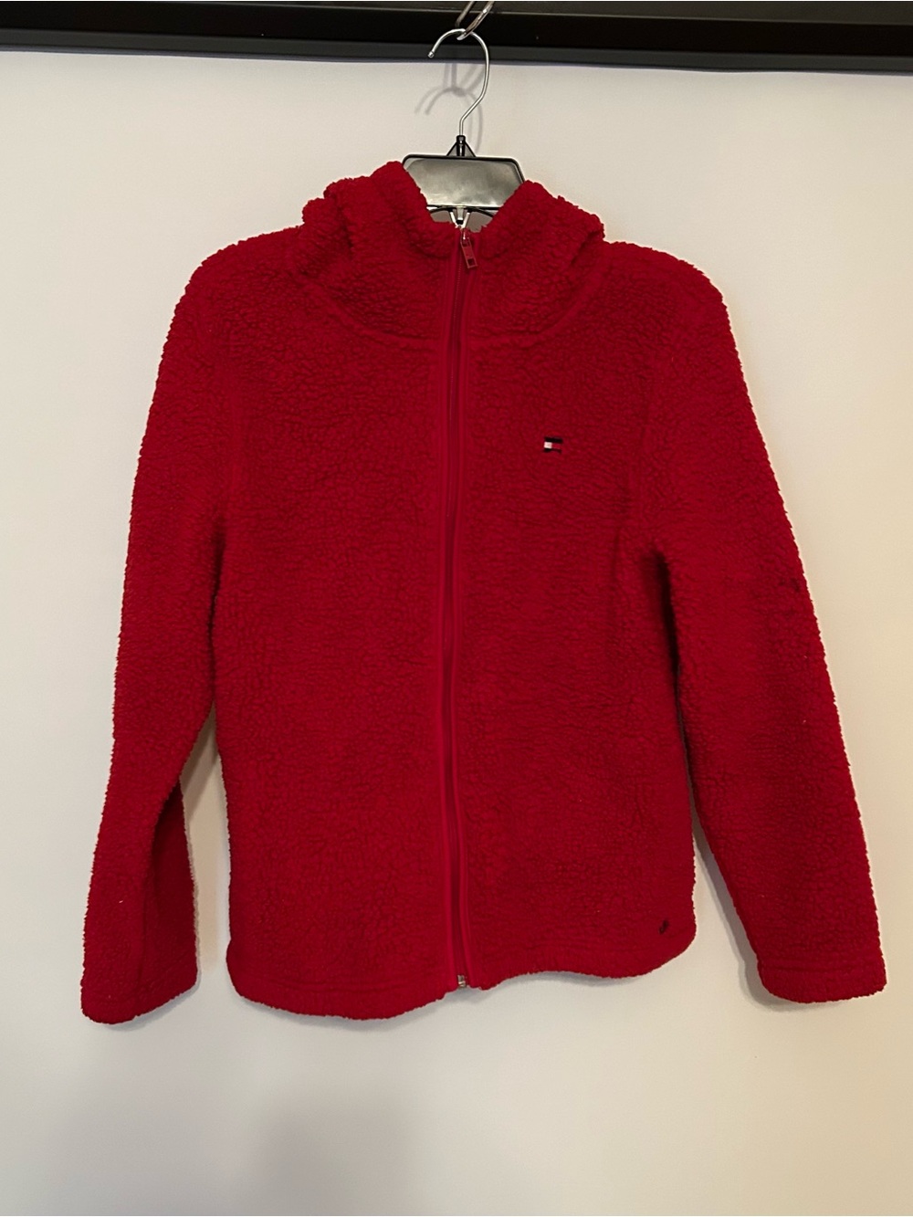 Tommy Hilfiger Kids Red Sherpa Hooded Zip Jacket